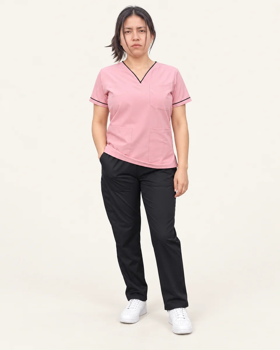 Scrub básico cuello en V combinado · AF-22-A